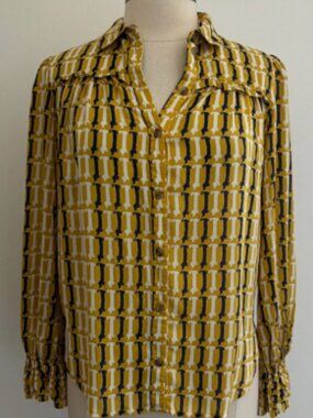 Anthropologie Fredericka Dachshund print button-up modal blouse